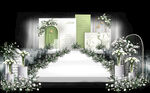 低预算白绿色小清新婚礼主舞台效