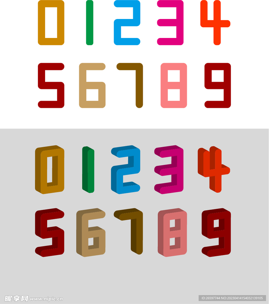 彩色3d立体数字