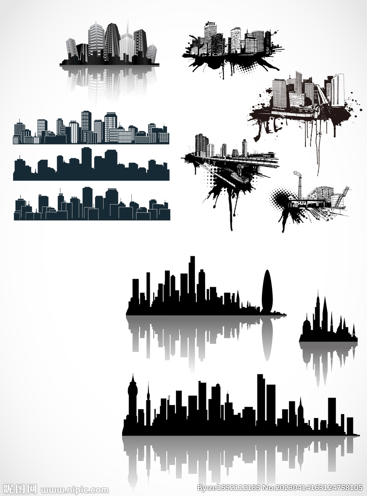 城市建筑剪影设计矢量素材图片