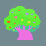 彩色爱心卡通大树