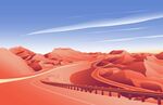 红色风景沙漠ai矢量插画插图