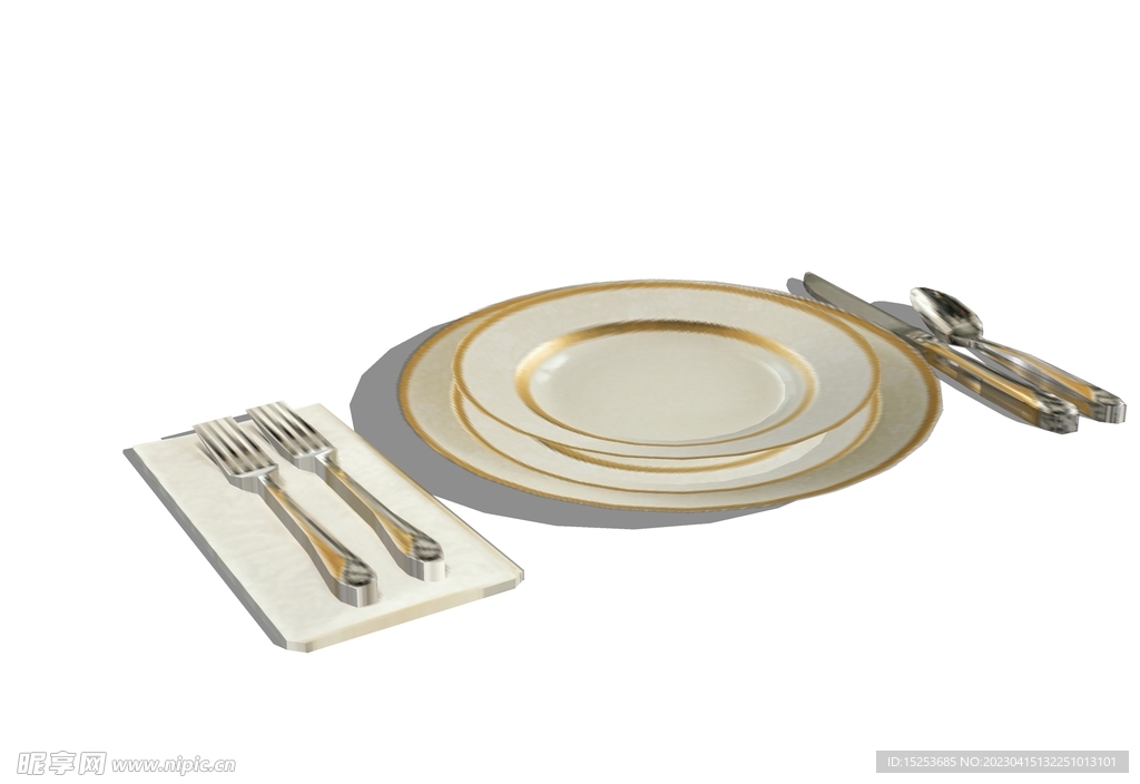 西餐餐具模型skp刀叉勺子草图