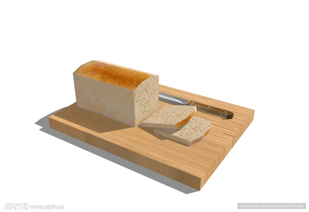 切开的吐司面包模型