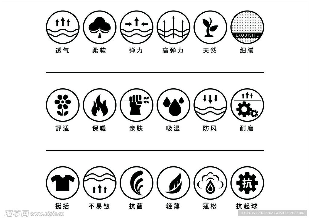 面料功能性图标