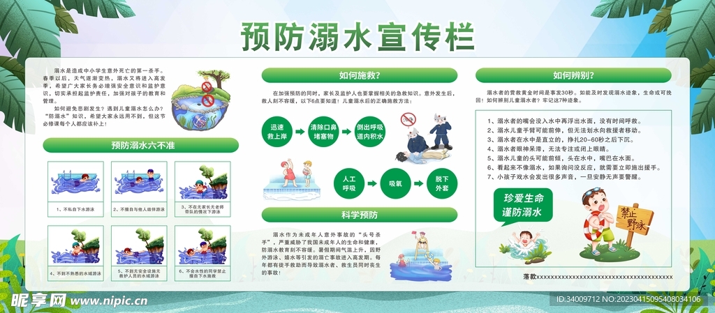 预防溺水健康教育宣传栏