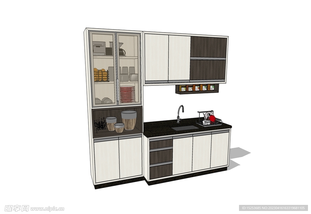 厨房一角洗菜台模型室内设计模型