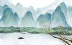 大气彩色山水背景画