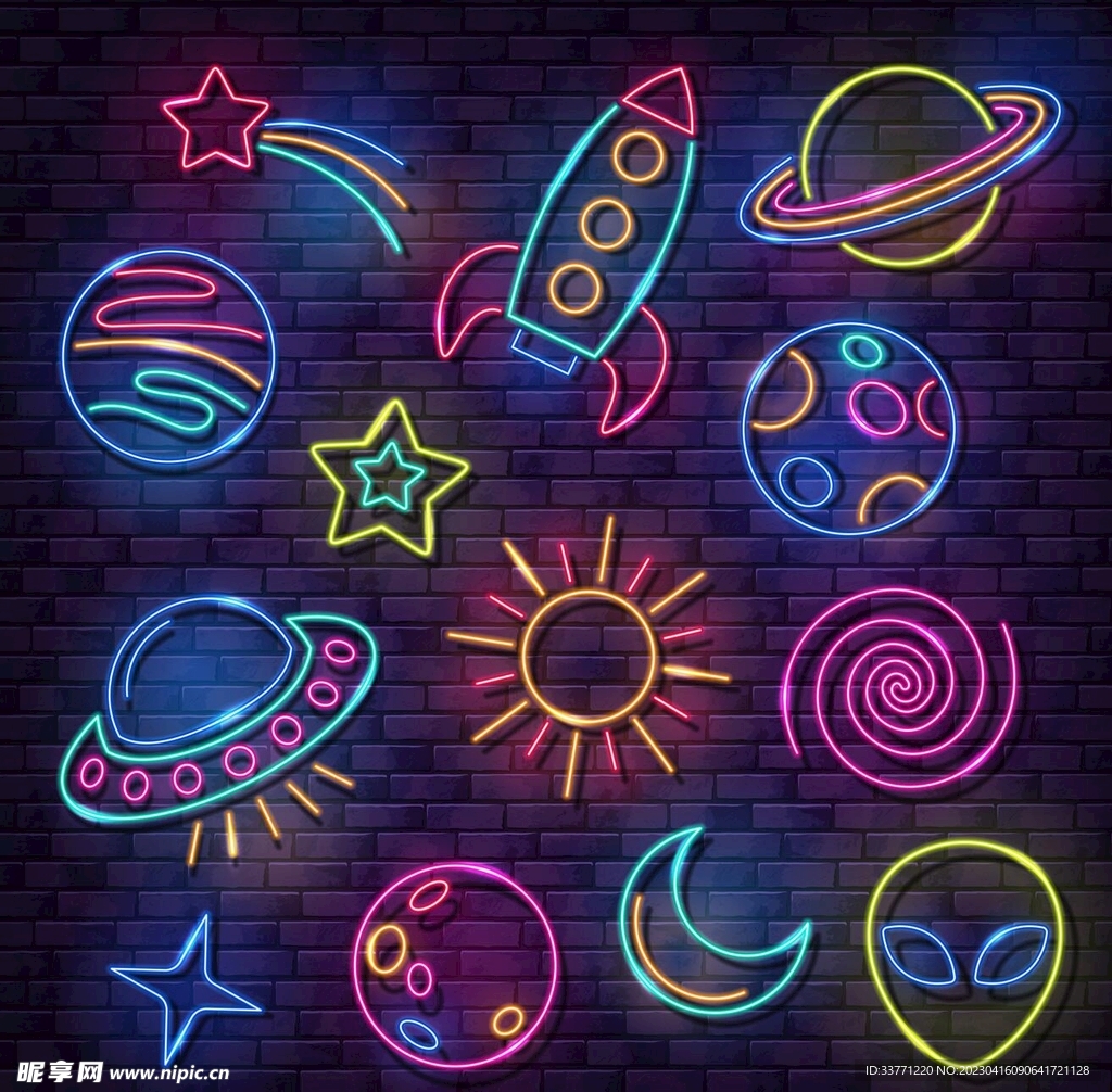 太空航天霓虹灯