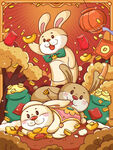 兔年国潮 插画兔子