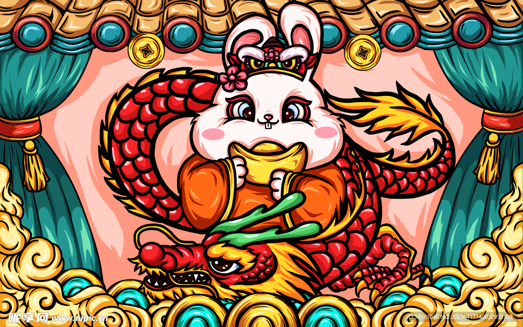 兔年国潮插画