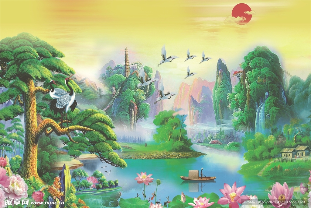 松鹤背景 