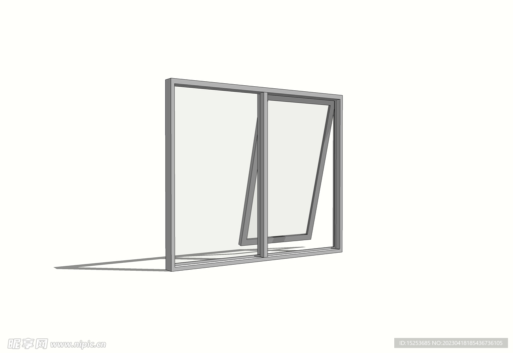 铝合金边框玻璃窗户模型