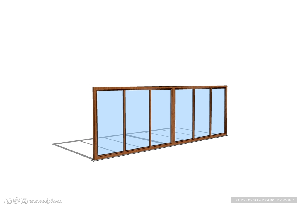长排玻璃窗户模型草图大师SKP