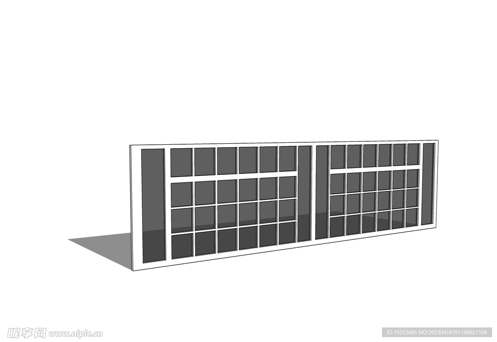 排排窗户玻璃模型草图大师SKP