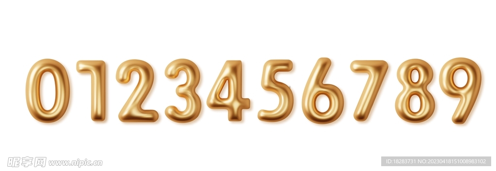 金色0到9数字素材