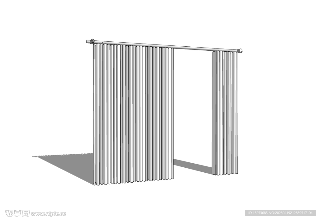简约遮挡白色窗帘模型