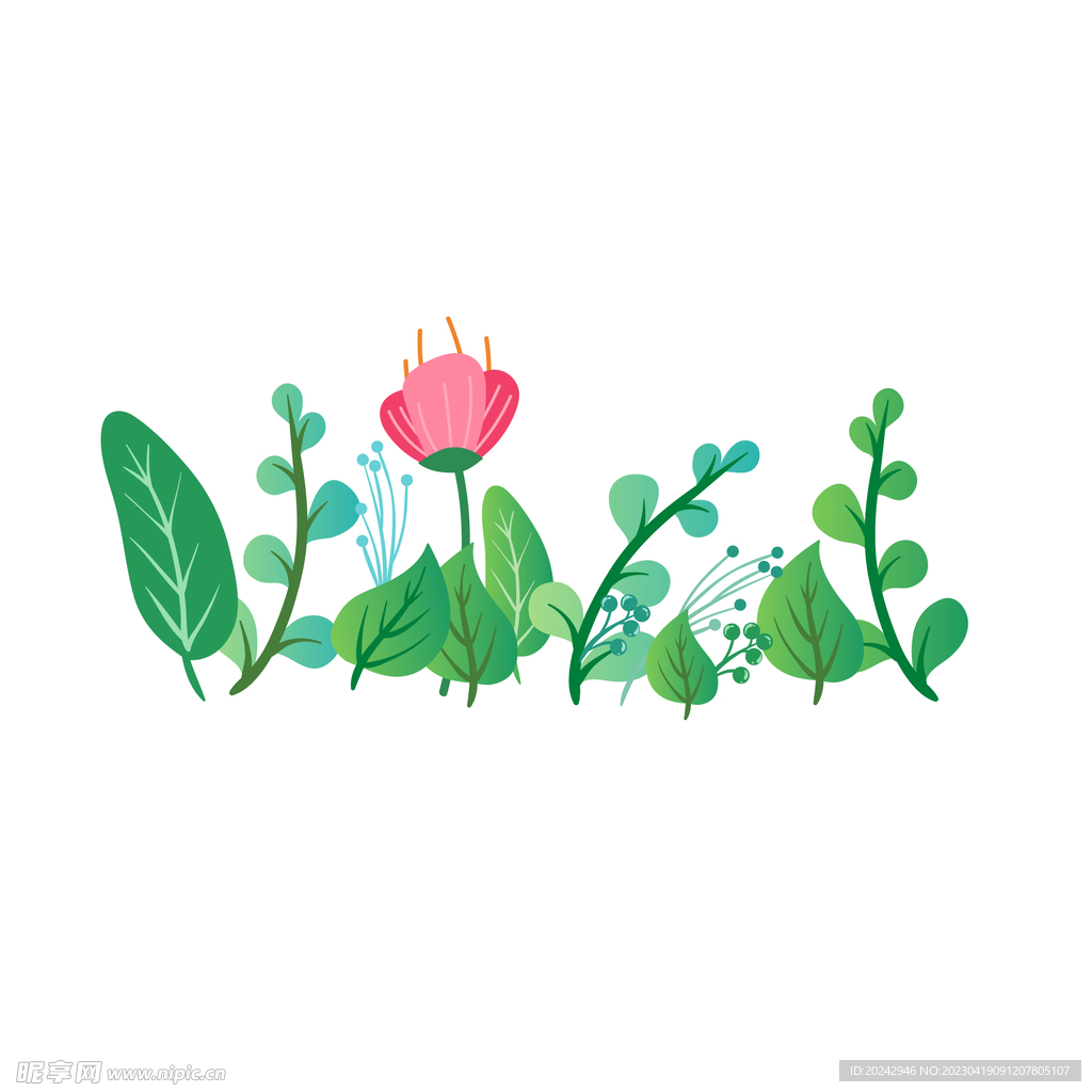 绿草花朵边框