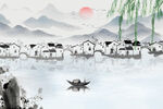 乡村水墨风景画