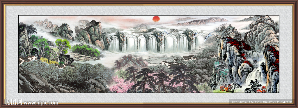 中厅山水画 
