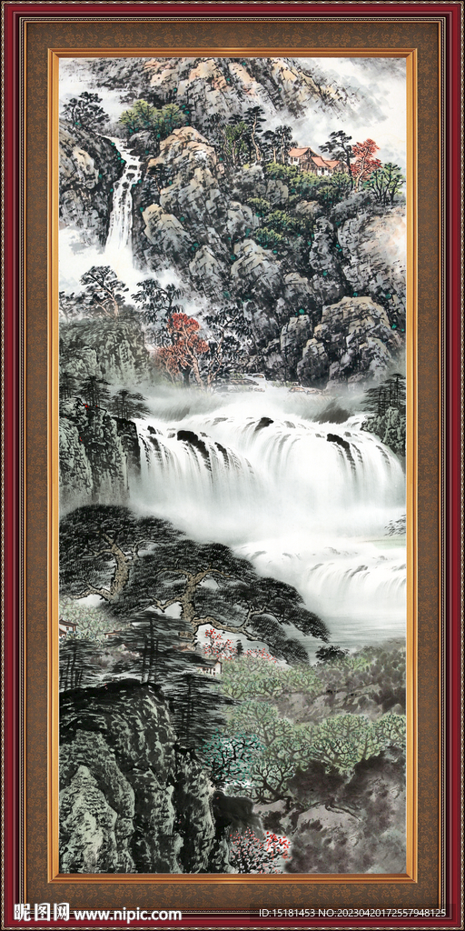 竖幅山水画 