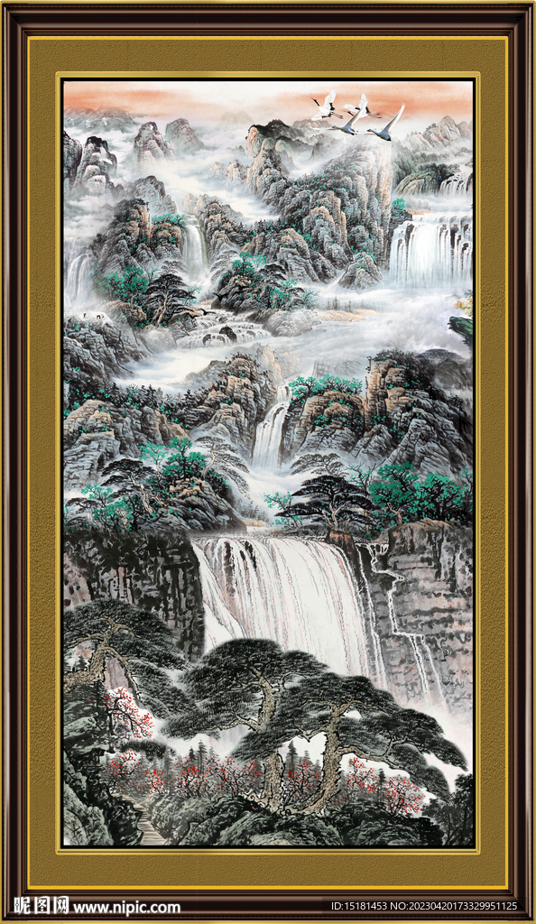 竖式山水画 