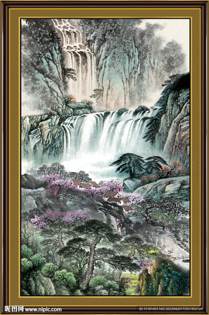 竖幅山水画 