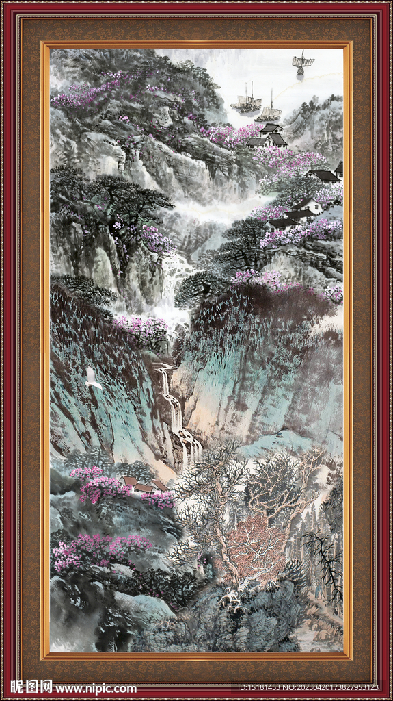 竖式山水画 
