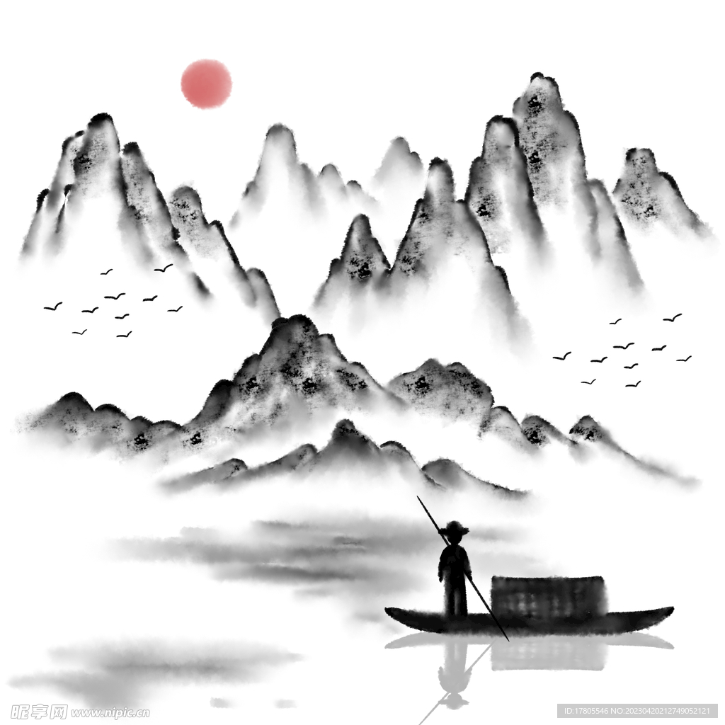 水墨元素 泼墨笔刷 墨迹素材 