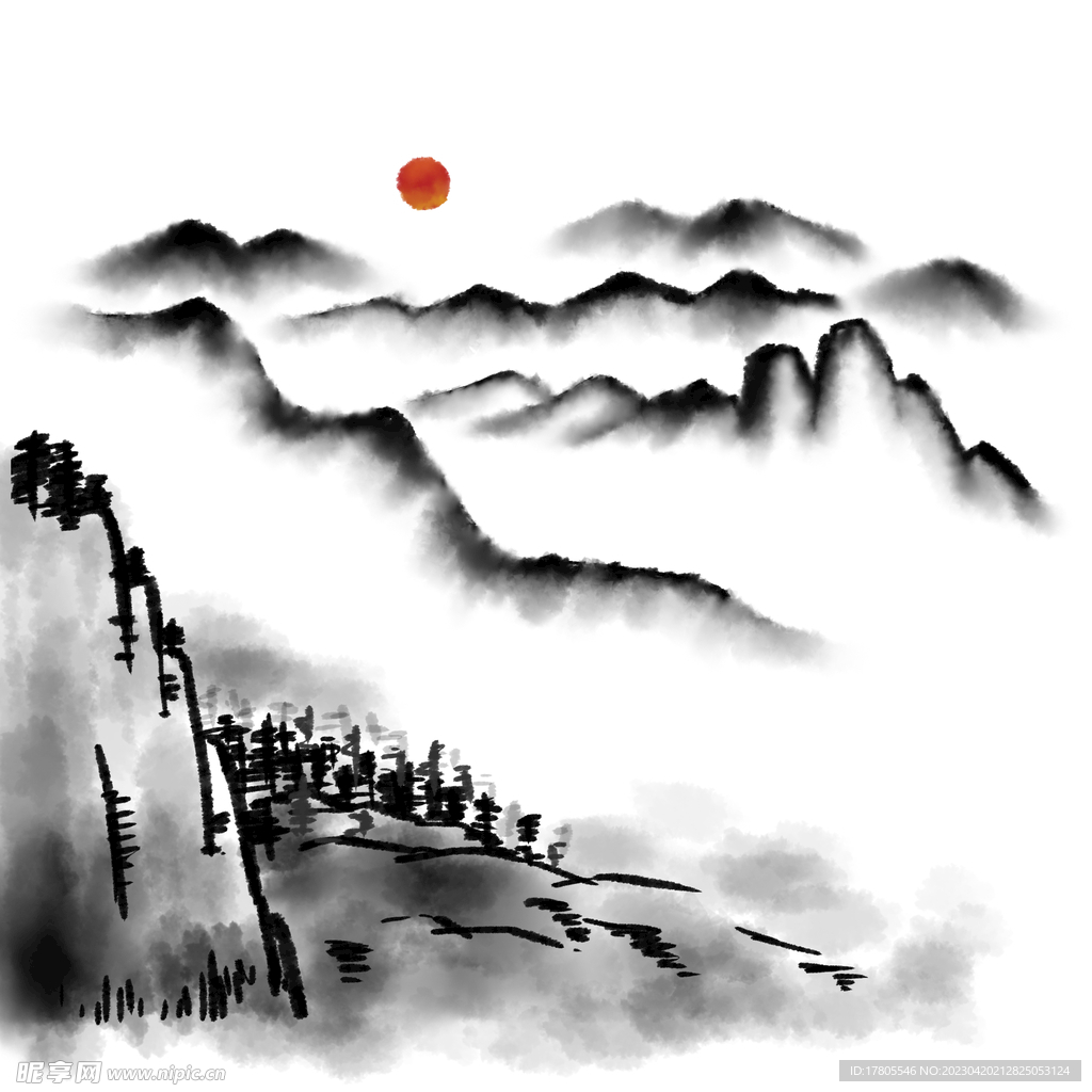 水墨元素 泼墨笔刷 墨迹素材 