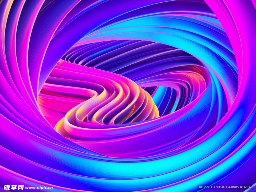 蓝紫色抽象拉丝3D立体流体渐变