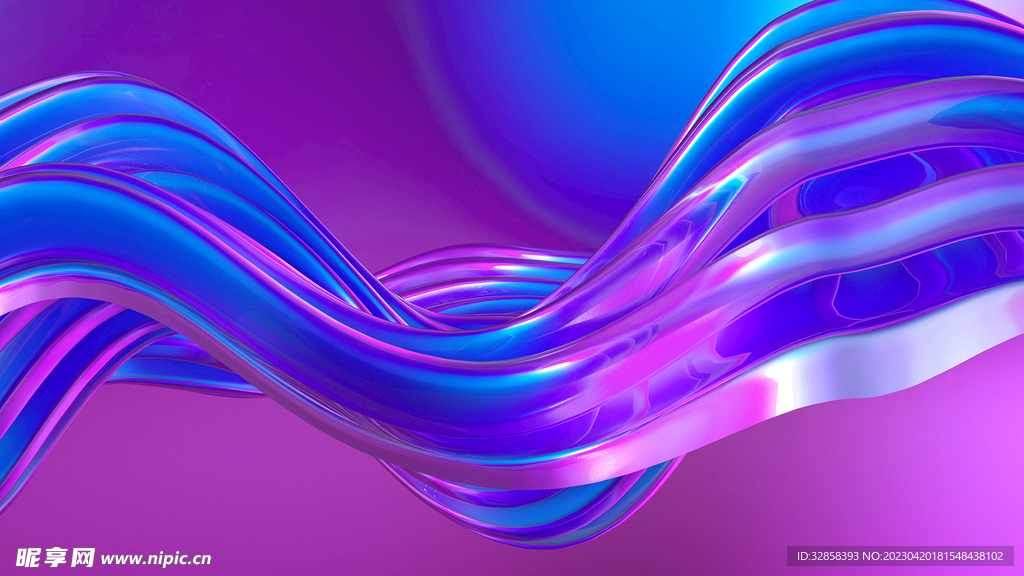 紫色3D玻璃质感流体渐变背景