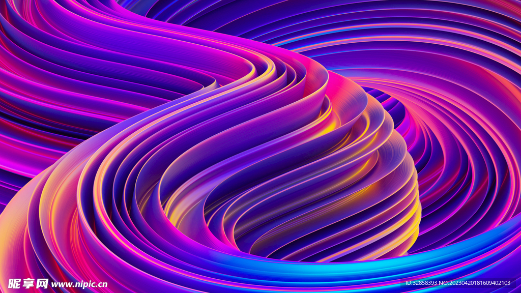 紫色抽象拉丝3D立体流体渐变