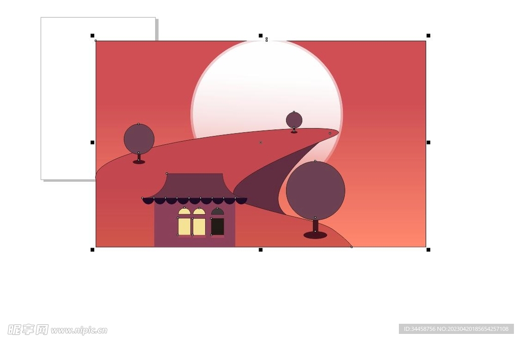 月空中的小木屋