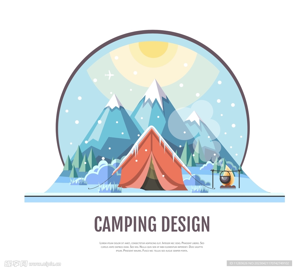 冬天露营插画