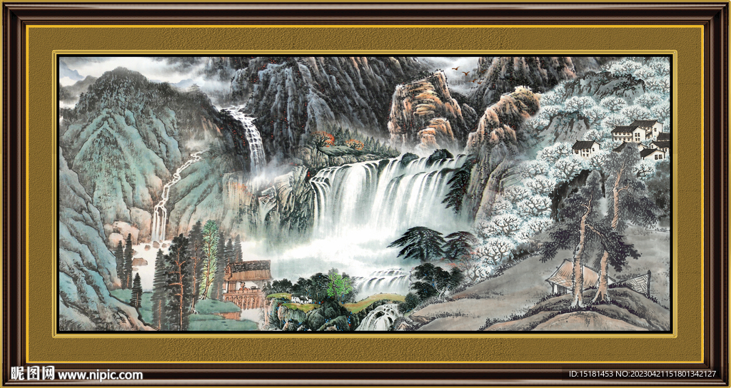 中厅山水画 