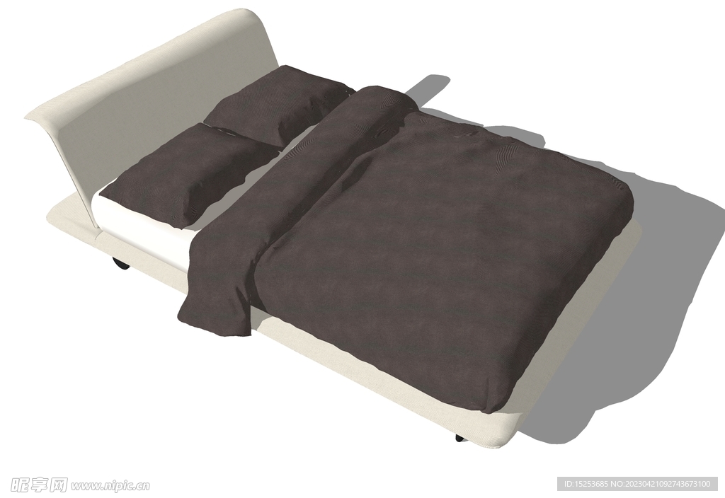 棕色榻榻米模型床模型