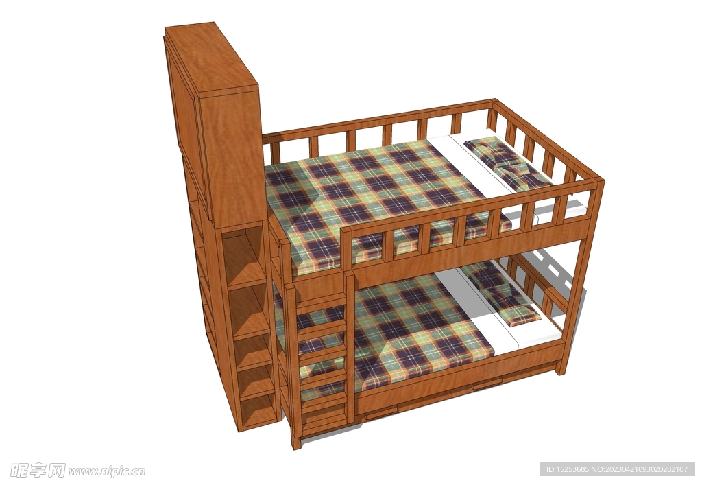 上下铺儿童房床模型