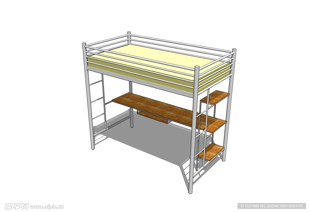 上床下桌模型宿舍床