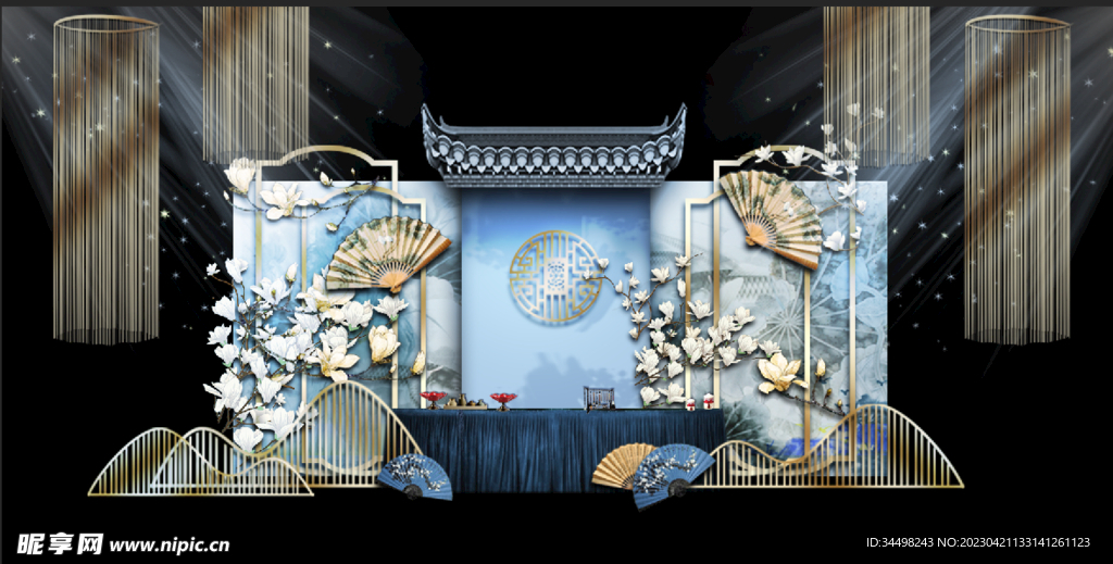 中式婚礼蓝色青花瓷