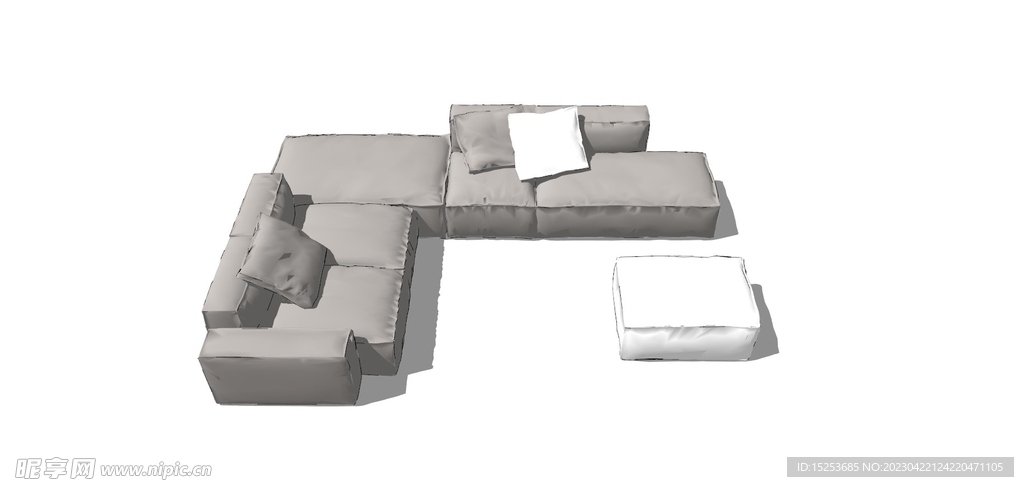 L型四人沙发模型