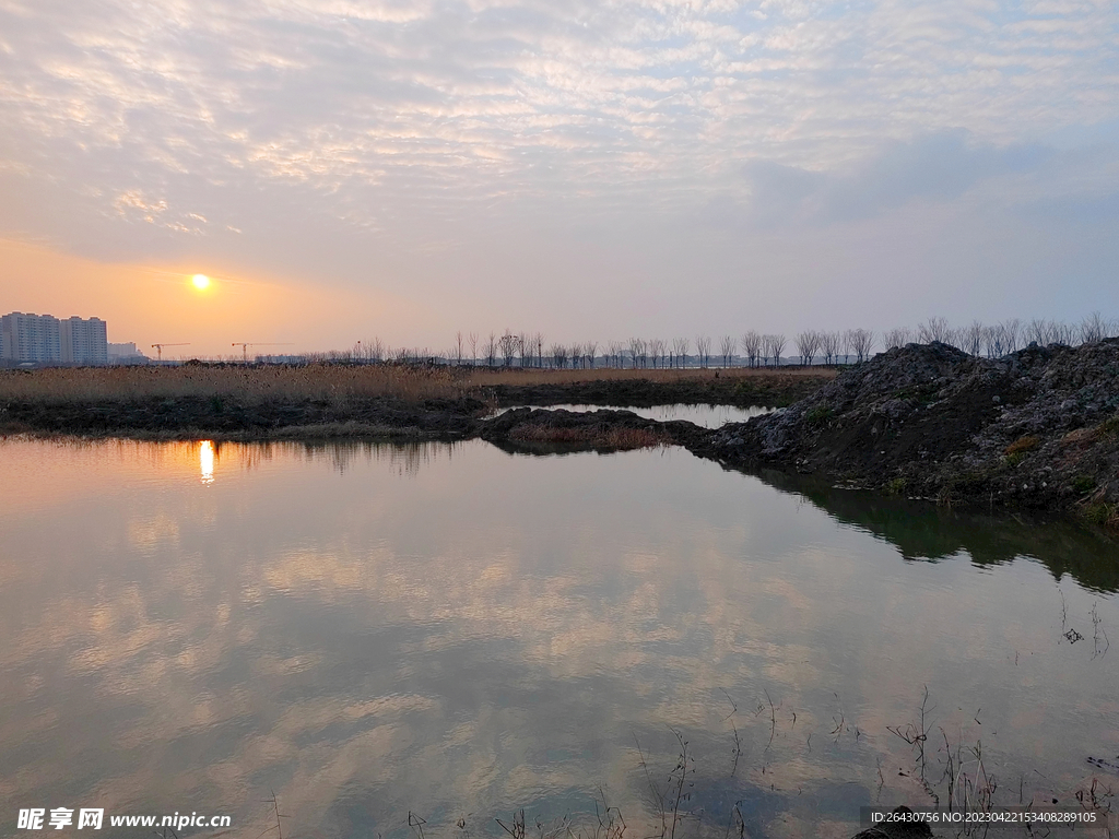 池塘夕阳