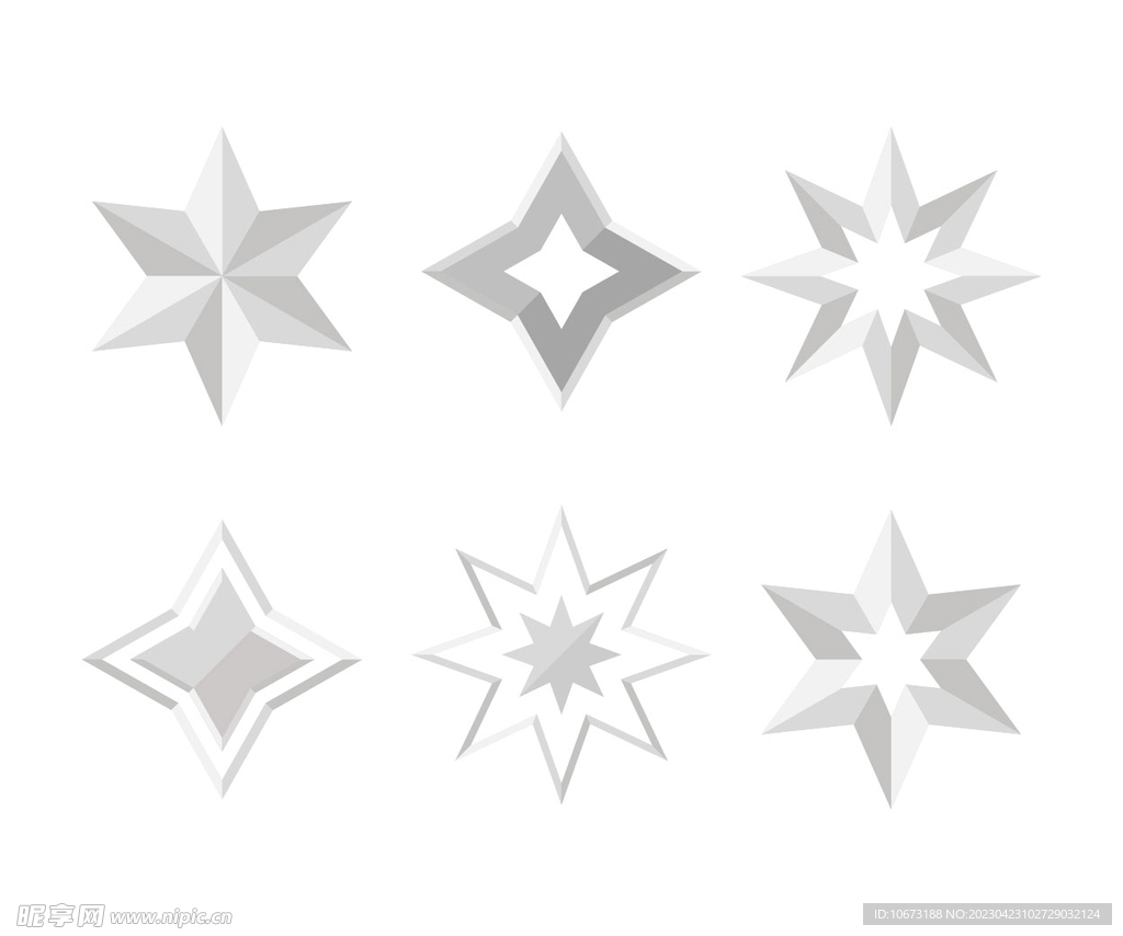 各种五角星图案形状