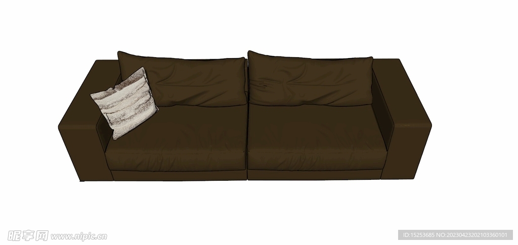 多人沙发棕色和一个抱枕
