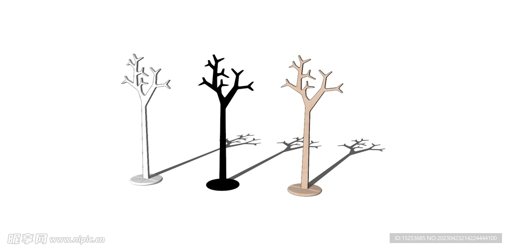 三色树枝摆件模型