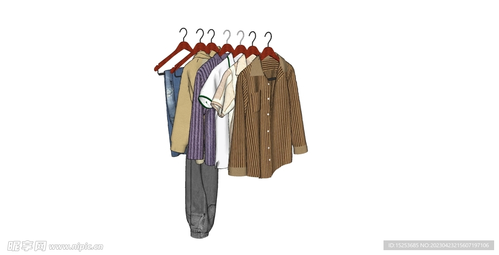 一排衣服模型