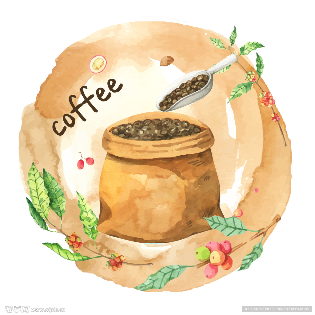 咖啡种植插画  