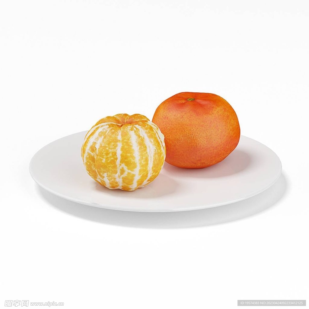 C4D模型剥开的橘子