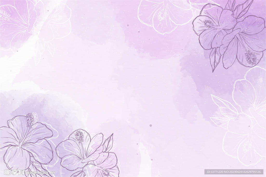 紫色水墨花卉背景