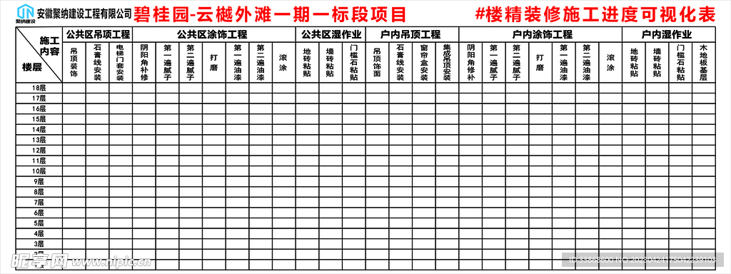 精装修施工进度可视化表