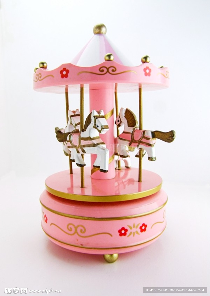 粉色可爱旋转木马玩具模型